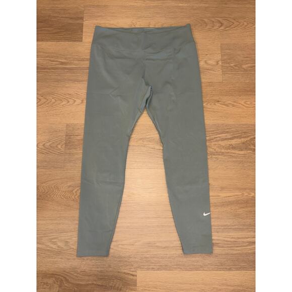 NIke Dri-Fit sage green gray athletic leggings with logo womens size XL - Picture 1 of 3